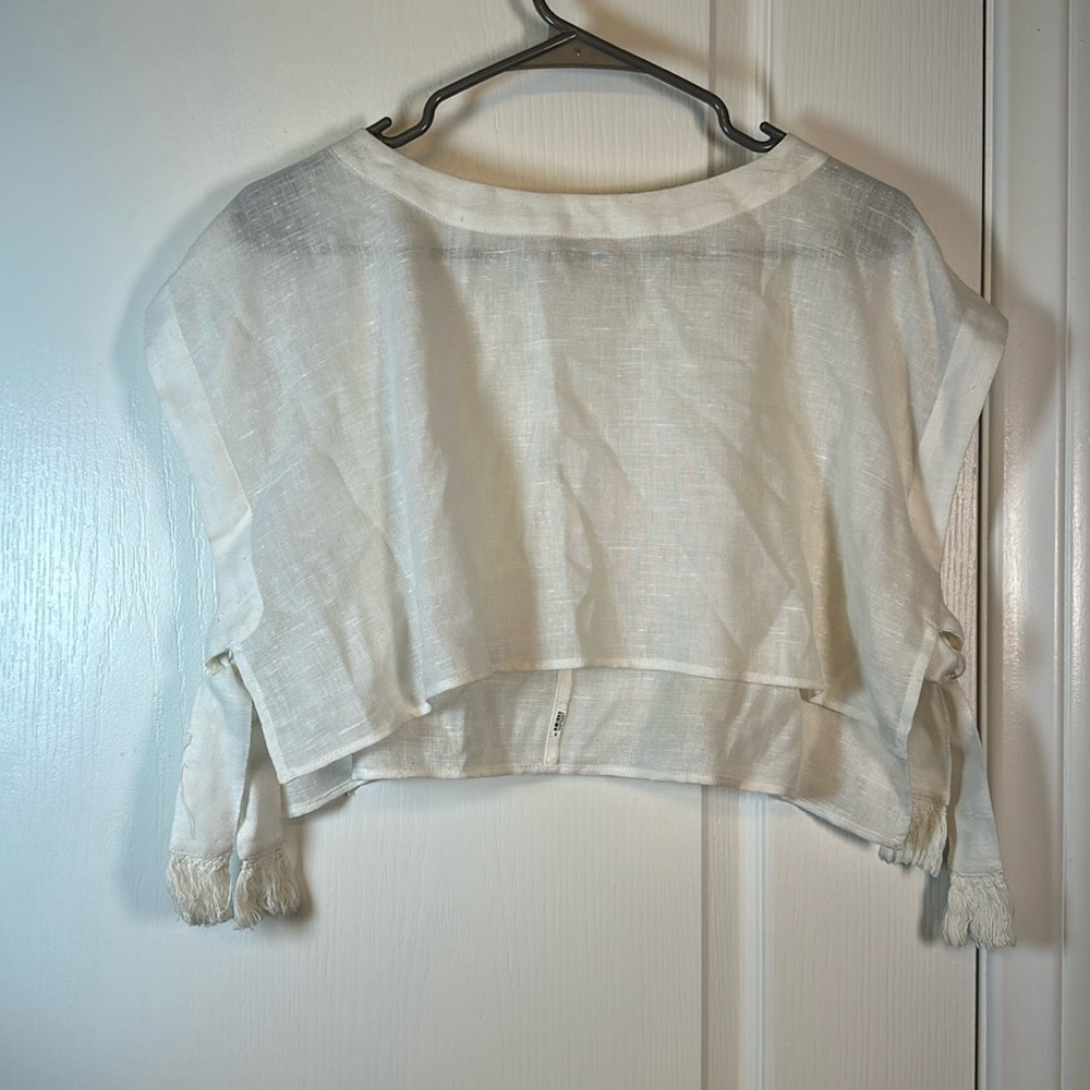 Women's Free People White Cropped Tied Sides Size XS EUC #5179 - Picture 2 of 7